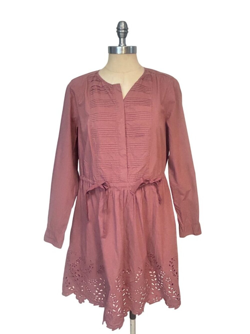 La Vie Rebecca Taylor Long Sleeve eyelet poplin Dress Medium - Picture 2 of 7